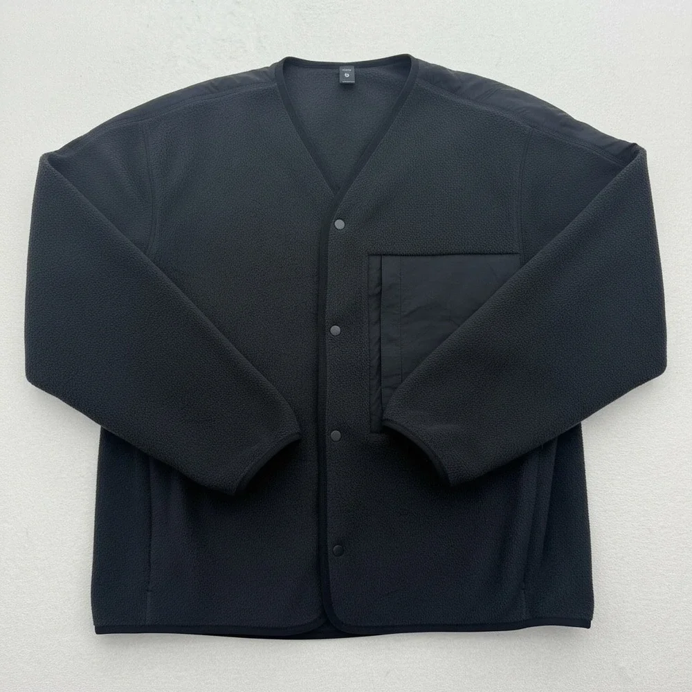 Lululemon Fleece‎ Snap-Front Cardigan Mens XXL Black LM3EQNS Relaxed Fit New